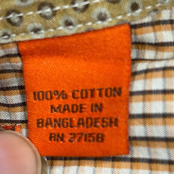 NYNE Orange and Brown Plaid Button Down Shirt Size XL - Picture 7 of 12